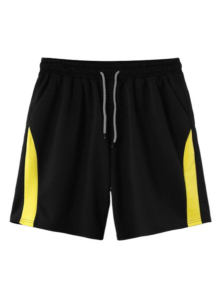 

men color block drawstring waist shorts z0sl#, White;black