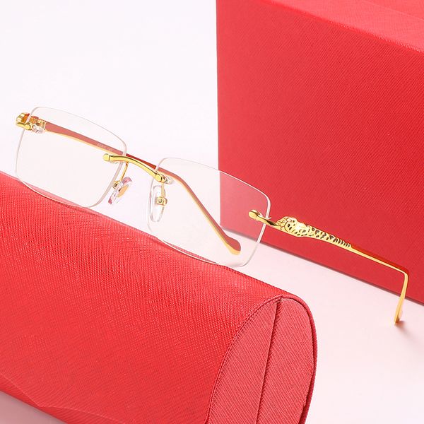 

Cool Sunglasses Designer Mens Frameless Square Gold Finish Metal Frame Coated Mirror Glasses Protection Women Shades Unisex 52 mm Simple Style Carti Eyeglasses box