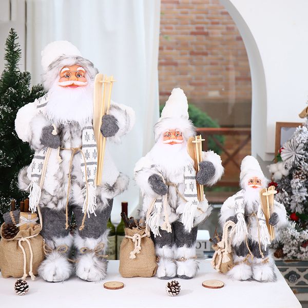 Outras festa festivas fornecem enfeites de árvore de Natal Ano Elk Toys Santa Claus White Small Dolls Living Room Bar Decor 30 45cm Navidad 220826