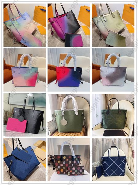

women mm totes luxurys shopper bags leather canvas handbags lady designer sunset kaki midnight fuchsia spring in the city 2set purse pouch, Red;black