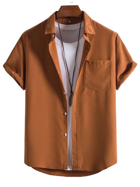 

men 1pc patched pocket shirt r2ux#, White;black