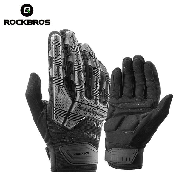 

rockbros bike gloves mtb road autumn winter warm cycling screen touch full finger bicycle outdoor sport 220812, Blue;gray