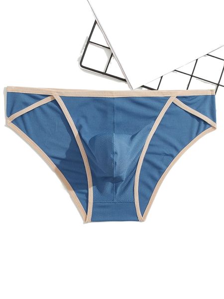 

men ribbed contrast binding brief z98o#, Black;brown
