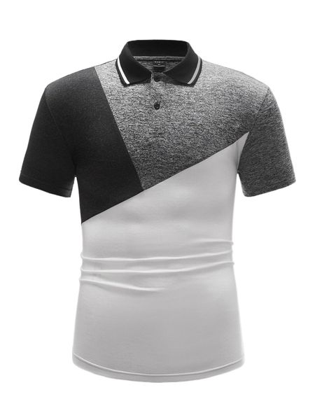 

men colorblock polo shirt 77zq#, White;black