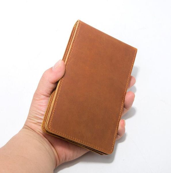 

customized c-26 special design money clips retro first layer cowhide men's wallet multi-card leisure id- card access control holder, Black