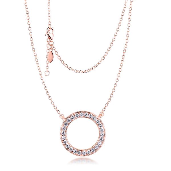 

rose color hearts of signature necklace chain for women men genuine 925 sterling silver fit pandora style necklaces gift jewelry