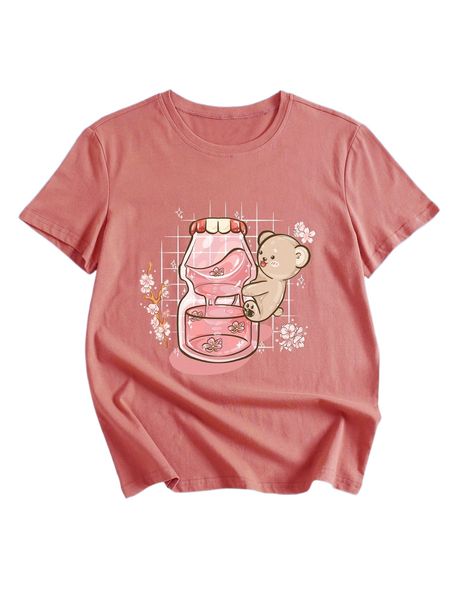 

romwe x nalnari bear & drink print tee x0vy#, White