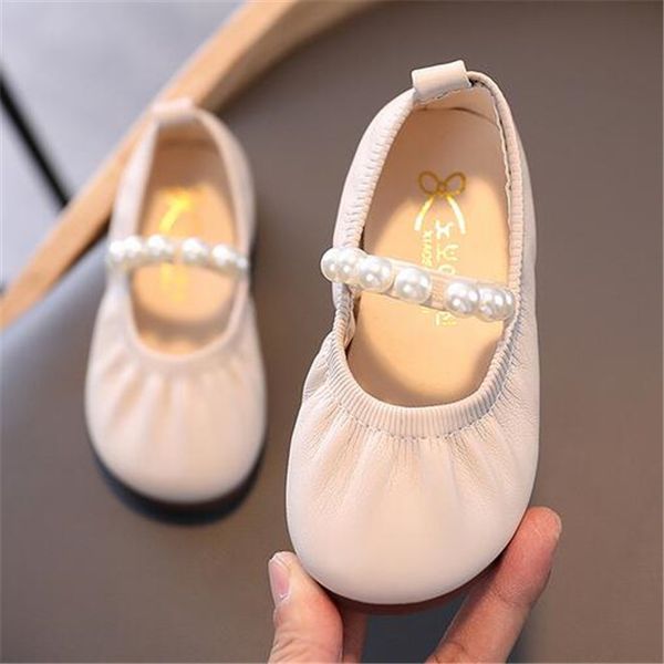 

children girls casual sneakers spring summer kids flat shoe soft bottom loafer pearl princess shoes baby girl dance shoes, Black;red