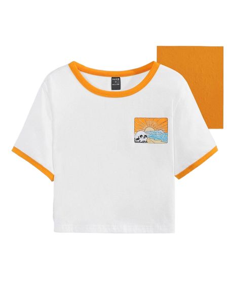 

x dinakara skeleton print ringer b2sp#, White