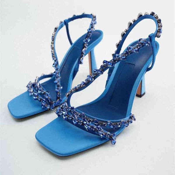 

nxy sandals ankle luxury rivet high heeled shoes summer new women's pumps pointed versatile prom 8cm sandalias, Black