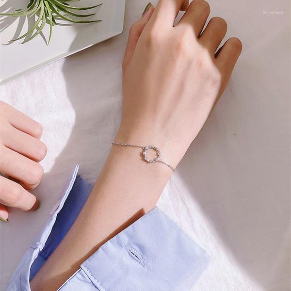 Link Cadeia Women Bracelets On Hands S925 Bangle de prata simples Pulseira de pulseira de pulseira de pulseira por atacado trum22
