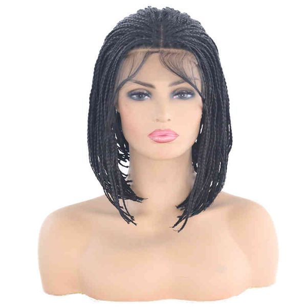 

three strand braided wig dirty braided front lace chemical fiber wig, Golden;white