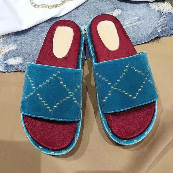 

designer g women sandals slides luxury wedge high heel embroidery printed slippers platform rubber shoes with box g sandals 244, Black