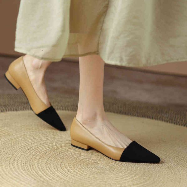 

dress shoes spring and autumn xiaoxiangfeng work shoes sharp end color matching comfortable soft sheepskin ol commuting low heel slip on l16, Black