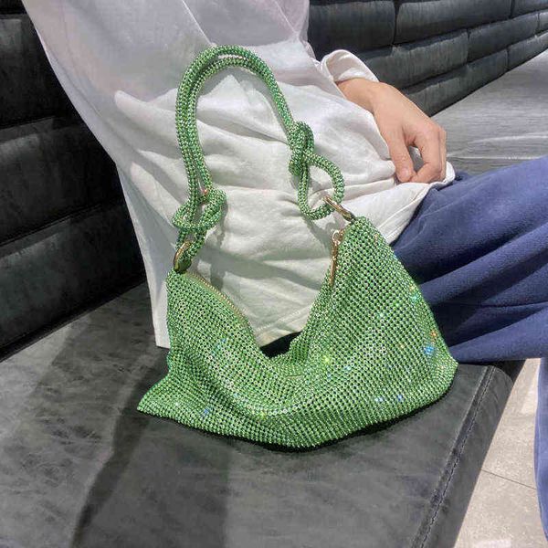 

handmade diamonds luxury women shoulder bag evening clutch rhinestones silver shiny crystal wedding purses and handbag 220526
