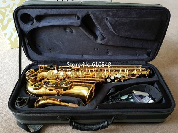 

new brand musical instrument alto saxophone eb tune e flat sax brass gold lacquer with case and mouthpiece