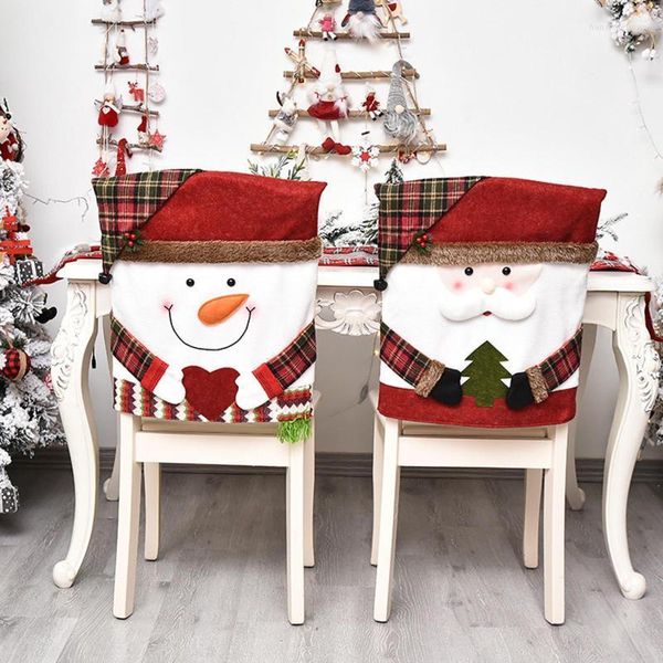 Sandalye kapakları 2022 EST Noel Kapağı Noel Baba/ Kardan Adam/ Elk Koltuk Slipcover Dekoratif Bez Yemek Sandalyeleri