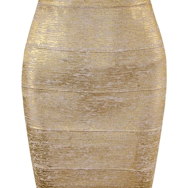 

wholesale women summer skirt black silver gold bandage high street designer skinny party mini pencil s 45cm 220317