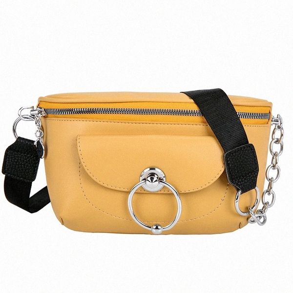 

fashion solid color round lock pu leather womens messenger bag crossbody bags for women waist bag sac banane luxury b5tk#