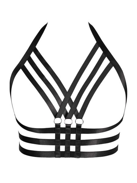 

plus o-ring crisscross harness bra b3uy#, Black;white