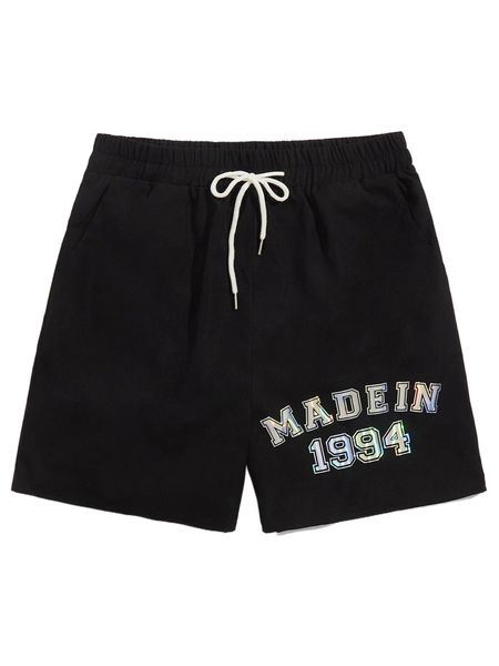 

romwe guys letter drawstring shorts w2zn#, White;black