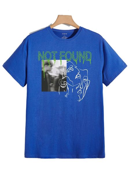 

men slogan & figure graphic tee k2ei#, White;black