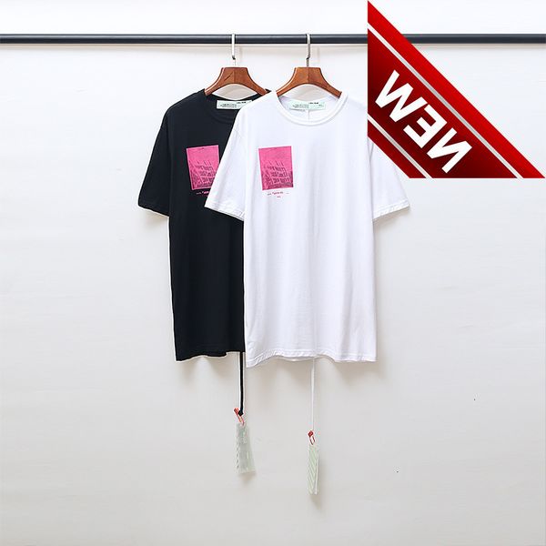 

50%discount arrstyle pink off print new t-shirt style loose short t sleeve lovers os wide factory direct sale, White;black
