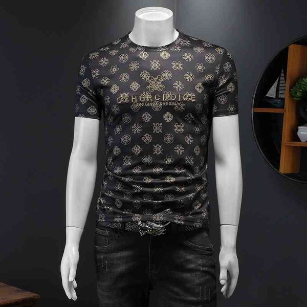 

2022 summer men's cotton short sleeve t-shirt fashion round neck half, White;black