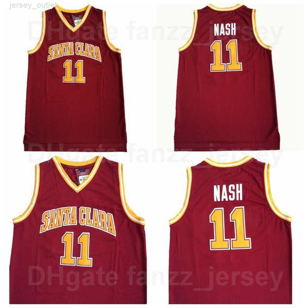 NCAA Basketball Santa Clara Broncos Steve Nash College Jerseys 13 Красный цвет команды для любителей спорта Дышащая рубашка Вышивка и шитье Университет из чистого хлопка