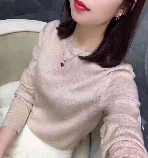 

women's knits & tees ce autumn and winter simple versatile bright silk wool cashmere long sleeved bottomed sweater, White