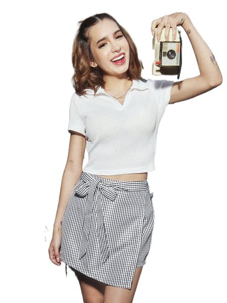 

x domelipa g.ingham w.rap belted skort k4me#, White;black