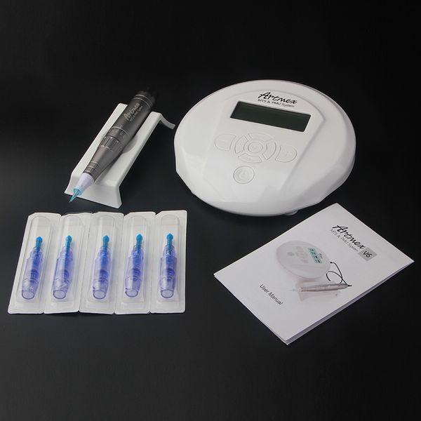 

portable artmex v6 pmu mts 2in1 microneedle beauty roller machine eyebrow lip liner tattoo pen permanent makeup gun electric micro needling
