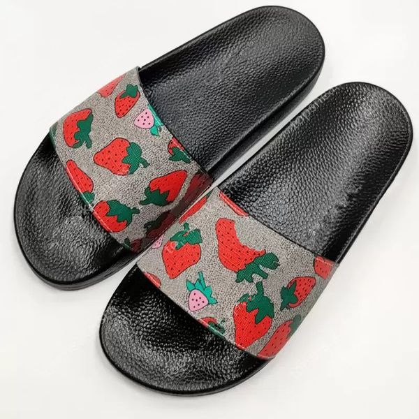 

with box designer slides slippers men women sandals flower red green blue dust bag shoes print slide summer beach fashion trainers wide flat, Black