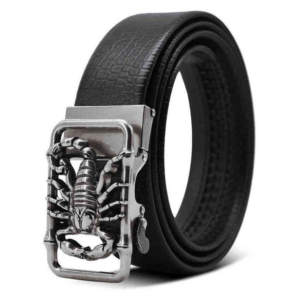 

belts mens metal and leather automatic belt buckle, 3d scorpion, luxury brand, punk, mens quality, designer, animal, 2021, Black;brown