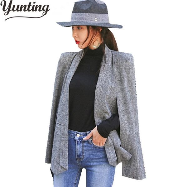 

autumn winter suit notched collar blazer women formal jackets work office lady long sleeve blazer outerwear plus size lj201021, White;black