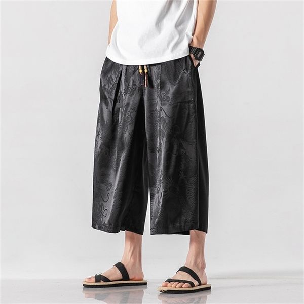 Pantaloni da uomo causali larghi stile cinese drappeggiati Harem s gamba larga tradizionale lunghezza polpaccio maschile M 5XL 220826