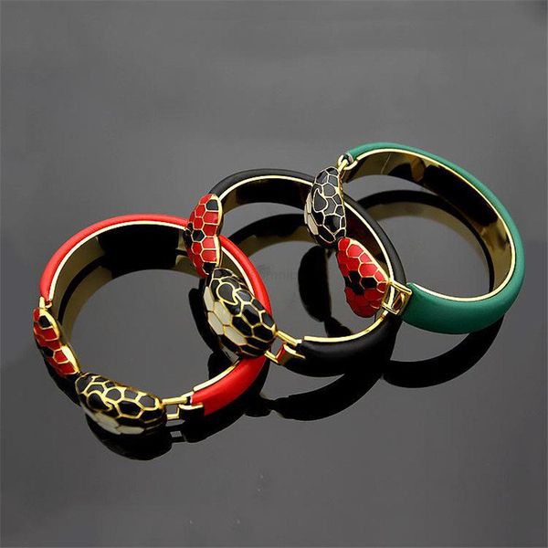 

fashion italy snake bracelets red hearts bangles stainless steel leather bracelet lovers gifts with box, Black