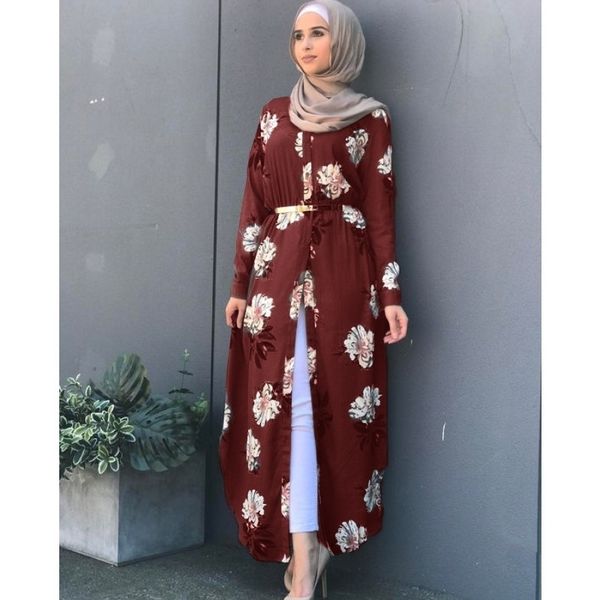 

wepdel moroccan kaftan long cardigan printing arab dubai maxi dress turkish robes loose breathable islamic clothing y200120, White;black