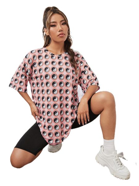 

x tartagain all over yin & yang print drop shoulder tee a15j#, White