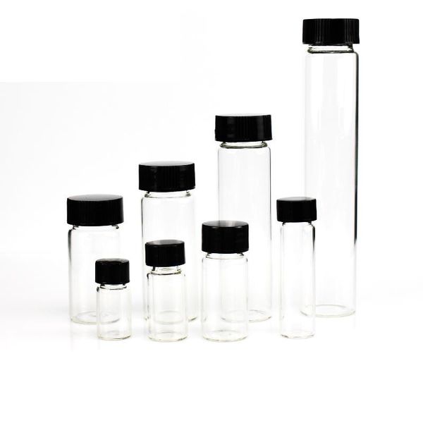 Forniture di laboratorio Bottiglie di campioni di vetro trasparente trasparente da 3 ml a 50 ml Bottiglia di olio essenziale Contenitore per fiale di chimica Forniture di laboratorioLab