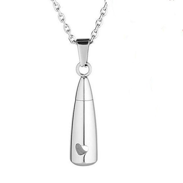 

pendant necklaces heart engraved ash holder urn neckalce cremation memorial jewelry for human / pet ashes keepsake necklace, Silver
