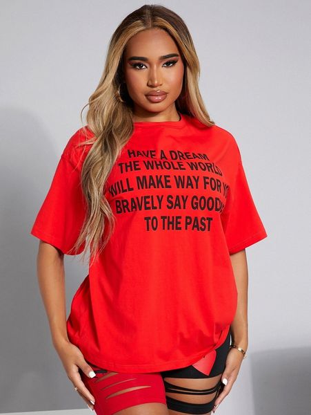 

sxy slogan graphic drop shoulder tee 49c4#, White