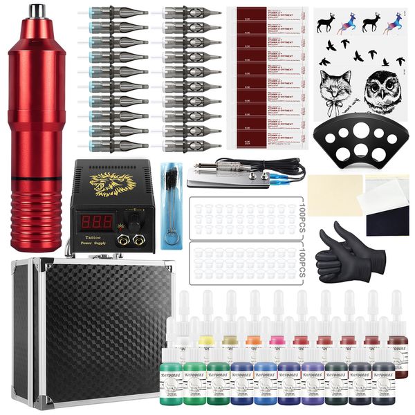 Tattoo Kit Rotary Pen Maschine mit Box Mast Set Permanent Make-up Patrone Nadel Körper Kunst Zubehör 220728