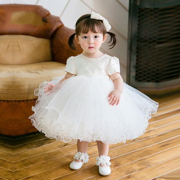 Kleider für Mädchen, geboren im Sommer, für Kleinkinder, Mädchen, Fantasie, weißes Babykleid, 1. Geburtstag, für Kleidung, Perlenstickerei, Prinzessin, Ballkleid, für Mädchen