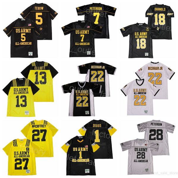 

men high school us army football jersey 7 patrick peterson 22 odell beckham jr 28 adrian peterson 1 stefon diggs 18 sam darnold 27 christian, Black
