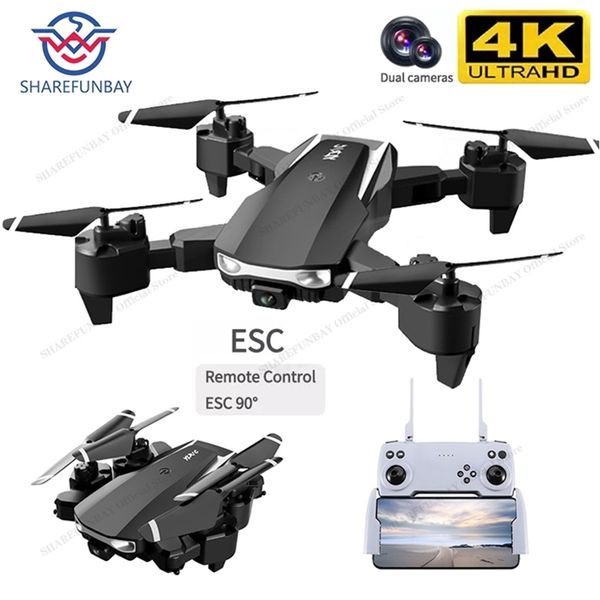 

s90 drone 4k profession hd wide angle esc camera 1080p wifi fpv dual cameras height keep helicopter toys pk s60 drones 220504