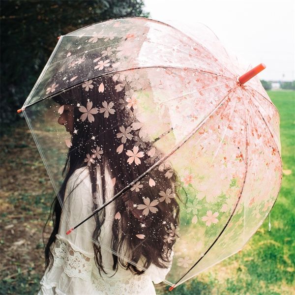Sakura guarda -chuvas transparente gaiola de pássaro guarda -chuva guarda -chuva guarda