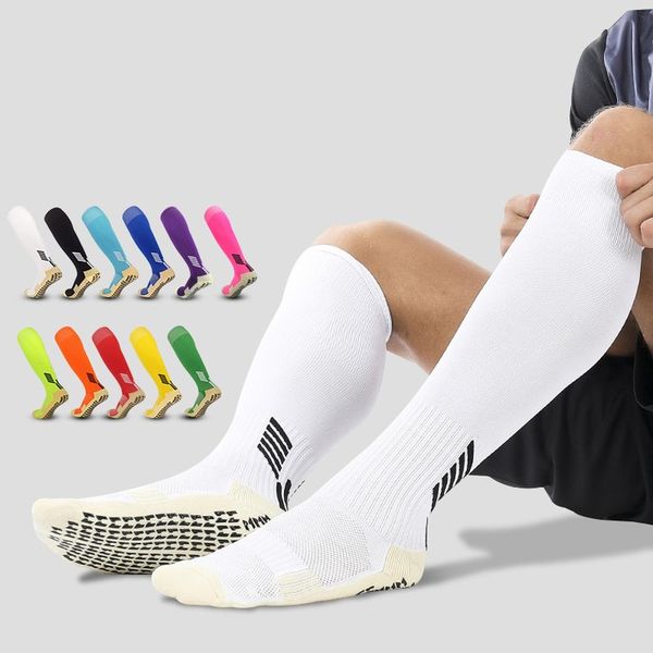 

designer long football socks men's thickened deodorant towel bottom high soccer socks professional over knee sports stockings for adult, Black