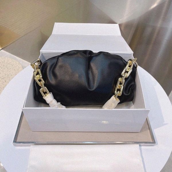 

thick chain cloud hobo bag purse luxury designer shoulder bags celebrity star genuine leather womens fashion dumplings clutch handbag soft u