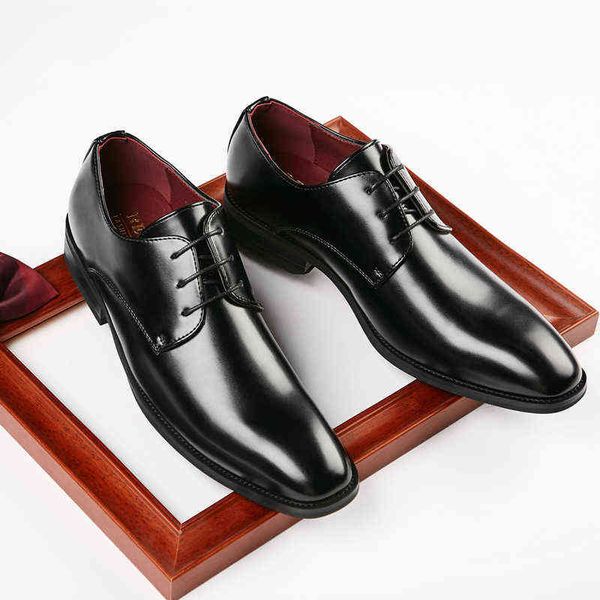 Sapatos de vestido sapatos de couro simples de negócios homens casuais vestido formal centlemen's craw up cor polida desgaste 220802